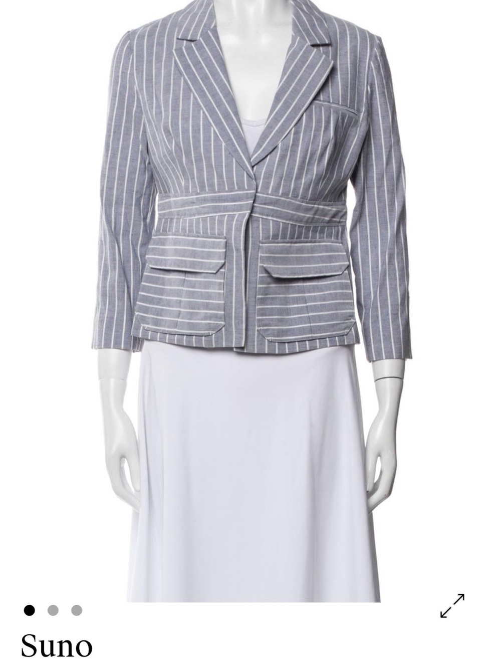 SUNO Blue and White Pinstripe Tailored Blazer